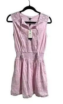 Cabana Life Pink Eyelet Sleeveless Minidress SPF Women's Size XS Coastal Beach