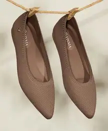 NWOT VIVAIA Pointed-Toe Ballet Flats Aria 5° EU 40.5 Espresso Brown Shoes Knit