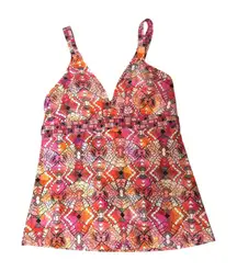 NEW Title Nine Womens Tankini Swim Top Colorful Geometric Crisscross Back Size S