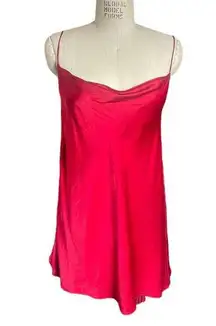 Cloud Hunter Red Silk Cowl Neck Mini Slip Dress Size Large