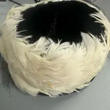 Vintage‎ 1950’s formal dress black velvet feather hat