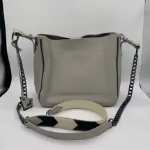 Botkier Greige Soho Bite Size Leather Tote Bag Shoulder Chain Strap Handle