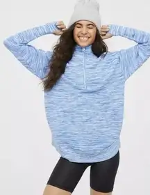 Offline by Aerie | Oversized Ribbed Quarter Zip Thumb Holes in Blue Space Dye