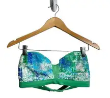 Under Armour Bikini Top Womens Green/Blue Size Medium