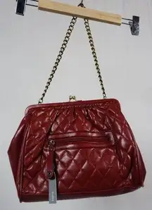 Apt. 9 Purse Red Quilted Handbag Clutch Metal Strap NEW