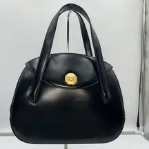 Bally Vintage Structured Lambskin Bag with Brushed Gold Turn Lock Closure