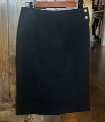 Ralph Lauren Women's Black Skirt With Gold Tone Buttons Size 2