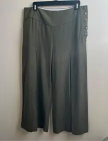 NWT Anthropologie Elevenses Pants Wide Leg trousers Cropped Pant Green Size 10