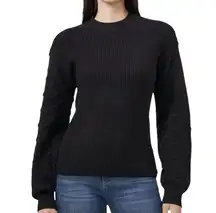 Cece Black Bobble Stitch Sleeve Pullover Sweater Mockneck Women’s Size Small