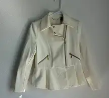 Black Label Cream and Gold Leather Moto Jacket