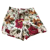 C&C California women's size 6 linen blend floral shorts with beaded tass…