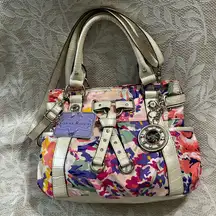 Sienna Ricchi Stella Shopper‎ Floral Medley Fabric Print Cream Moc Croc Trim