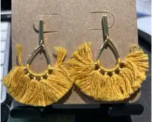 J.Crew Gold Thread Tassel Dangle Earrings Boho