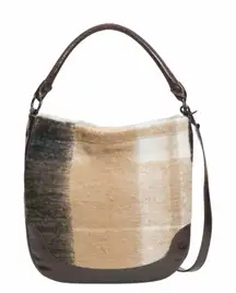 Frye Melissa Fuzzy Blanket Bucket Hobo Bag Purse Shoulder Bag Crossbody