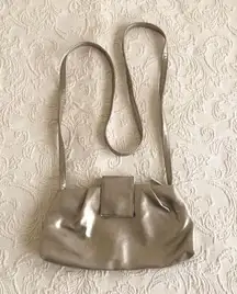 Calvin Klein Beige Metallic Small Crossbody Zipper Closure Purse Bag