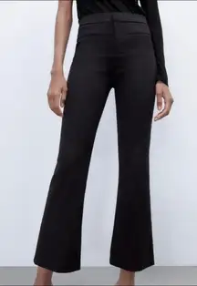 Zara black satin mini flare semi cropped pants