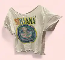 Nirvana urban outfitters distressed cut out neck t-shirt thrashed cotton