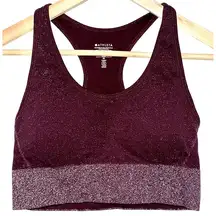 Athleta Twilight Sparkle Racerback Dark Purple Plum Athletic Sports Bra Size M