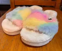 Koolaburra by Ugg womens Fuzz-Ah slide lug sole slippers pink/white 10