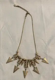 Golden Vintage Spike and Rhinestone Pave Crystal Necklace Dangle Fashion