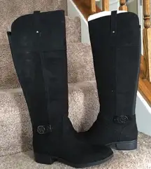 Black Suede Knee High Boots