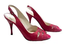 Stuart‎ Weitzman barbiecore hot pink patent leather slingback size 8 N