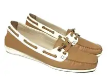 Stuart Weitzman Catamaran Boat Shoes Loafer Square Toe Lace Up Light Brown 7