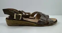 Snake Print Leather Soft Brown Espadrille Sandals Size 36