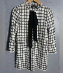 Zara tweed coat with bow detail size S