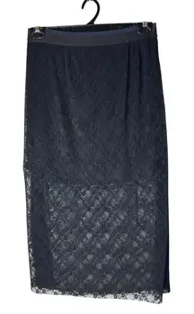 Skies Are Blue Skirt Women Small Black Lace Sheer‎ Bottom Maxi Whimsigoth Gothic