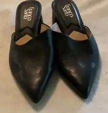Franco Sarto Black Leather Mules Sleek Design,casual,work,out for the evening