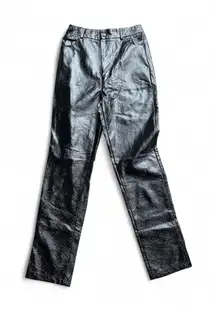 White Fox Boutique Shiny Black Straight Leg Trousers