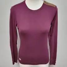 Lauren Ralph Lauren Burgundy Elbow Patch Crewneck Tee Size Small