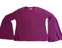 THML 100% cotton v-neck Bell Sleeve deep purple Sweater size‎ medium