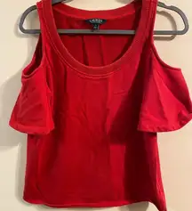 Lauren Ralph Lauren LRL Cold Shoulder Red Round Neck Pullover Top‎ Size Medium