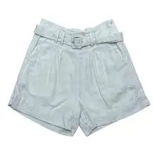Abercrombie & Fitch Linen Blend Belted High Waist Shorts coastal White Size S