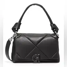 Cole Haan Black Leather Puffer Quilted Handbag Shoulder bag silver hardware