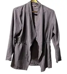 Maurices Womens Cinched Waist‎ Open Front Anorak Jacket Measured Purple Roll Tab