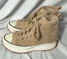 Steve Madden Faux Shearling PlShaft Platform High-Top Sneakers in Natural Size 9