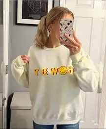 Howdy Smiley Face Yellow Tie Dye Crewneck Sweatshirt