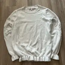 White Sweater with Embellished Sleeves