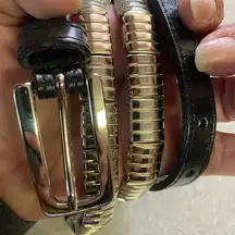 Berge Vera Pelle Black Leather Metallic Skinny Coastal Granola Western B…