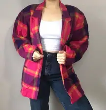 ADOLFO International • Pink Checkered Blazer with Shoulder Pads Size M