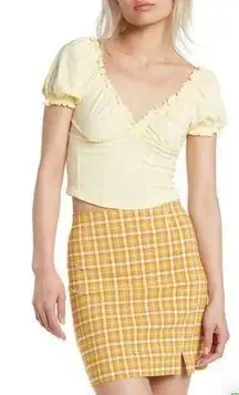 Milkmaid Short Puff Sleeve Spring Pastel Yellow Top NWT