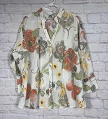 Harvé Benard Women's Floral Button-Up Shirt Size 2X