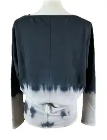 Go Couture Black Gray Tie Dye Ombre Slouchy Boho Lounge Long Sleeve Top S