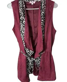 Umgee  Faux Suede Tie Front Waterfall Vest Top