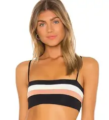 LSPACE Rebel Stripe Bikini Top in Black, Cream & Chestnut
