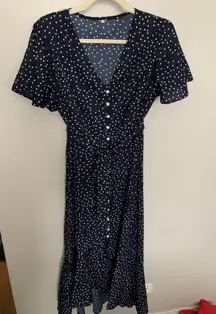 SheIn Navy And White Polka Dot Dress