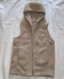 Sherpa Hooded Vest Tan Light Brown Size Small